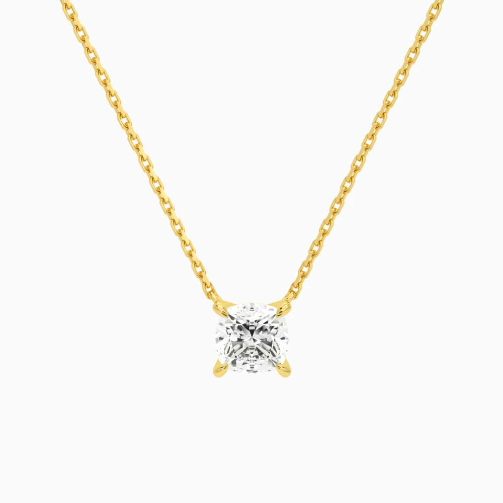 Product Video for Cushion Solitaire Lab Grown Diamond Necklace In 18K Yellow Gold
