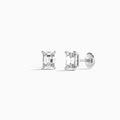 Emerald Solitaire 4-Prong Diamond Stud Earrings