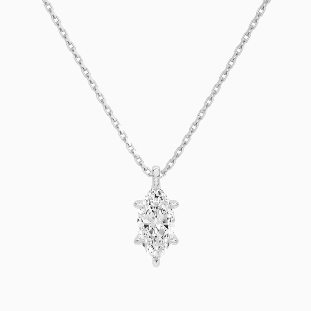 Product Video for Marquise Solitaire Lab Grown Diamond Pendant Necklace In 18K White Gold