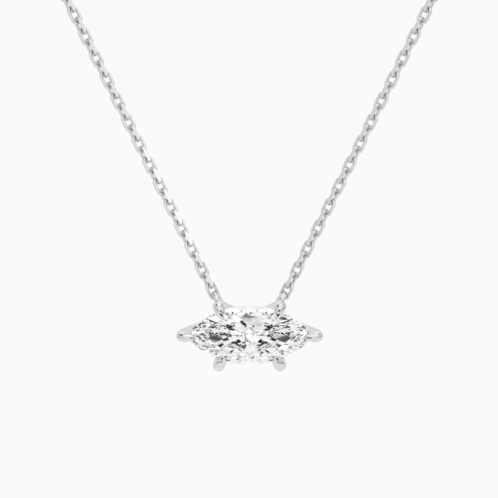Product Video for Marquise Solitaire Lab Grown Diamond Necklace In 18K White Gold