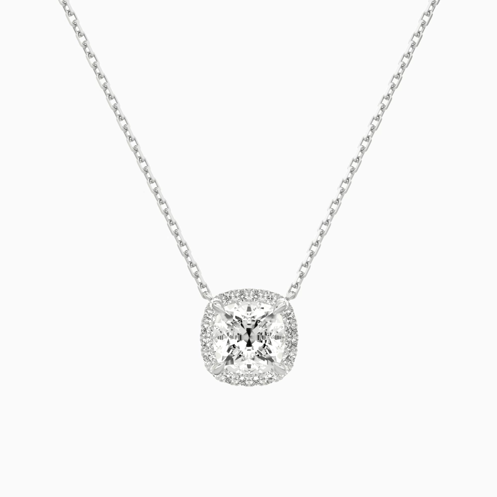 Product Video for Cushion Halo Lab Grown Diamond Necklace In Platinum