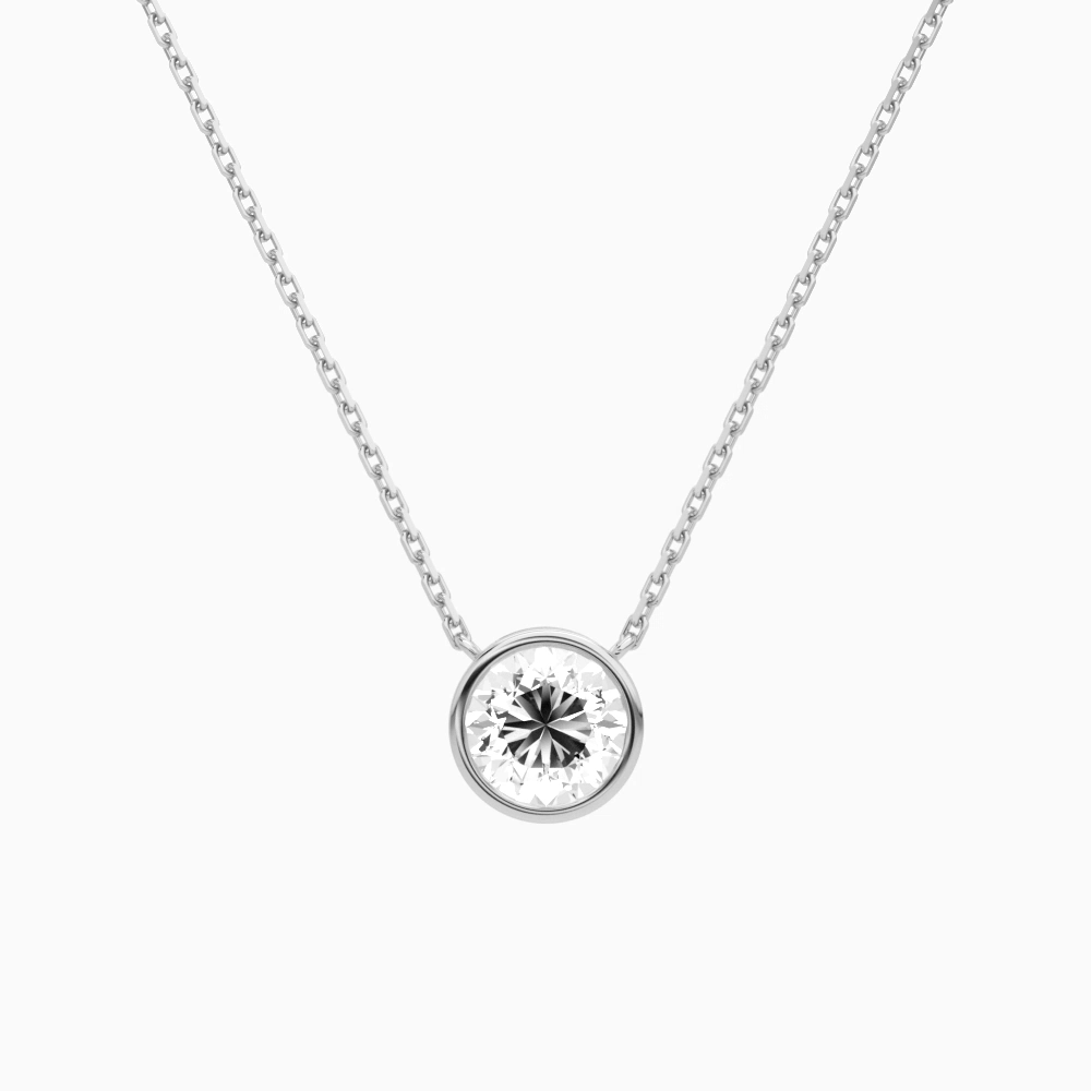 Product Video for Bezel Solitaire Round Lab Grown Diamond Necklace In 18K White Gold