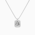 Product Video for Emerald Halo Lab Grown Diamond Pendant Necklace In 18K White Gold