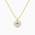 Product Video for Cushion Halo Lab Grown Diamond Pendant Necklace In 18K Yellow Gold