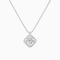 Product Video for Asscher Halo Lab Grown Diamond Pendant Necklace In 18K White Gold