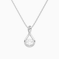 Lab Grown Diamond Cushion Solitaire Twist Pendant Necklace