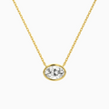 Product Video for Bezel Solitaire Oval Lab Grown Diamond Necklace In 18K Yellow Gold