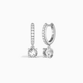 Round Accented Drop Huggie Hoop Earrings