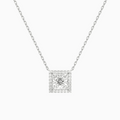 Product Video for Princess Halo Lab Grown Diamond Necklace In 18K White Gold