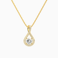 Lab Grown Diamond Round Halo Pavé Twist Pendant Necklace
