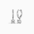 Round Solitaire Drop Huggie Hoop Earrings