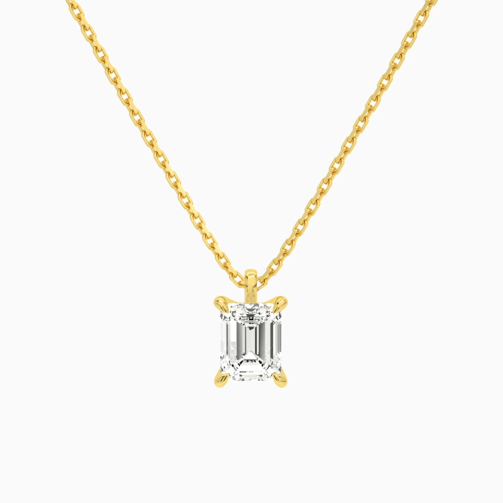 Product Video for Emerald Solitaire Lab Grown Diamond Pendant Necklace In 18K Yellow Gold