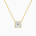 Product Video for Princess Halo Lab Grown Diamond Necklace In 14K Yellow Gold