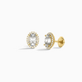 Oval Halo Diamond Stud Earrings