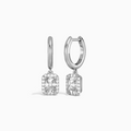 Radiant Halo Drop Huggie Hoop Earrings