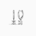 Asscher Solitaire Drop Huggie Hoop Earrings
