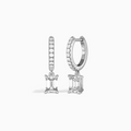 Emerald Accented Drop Huggie Hoop Earrings