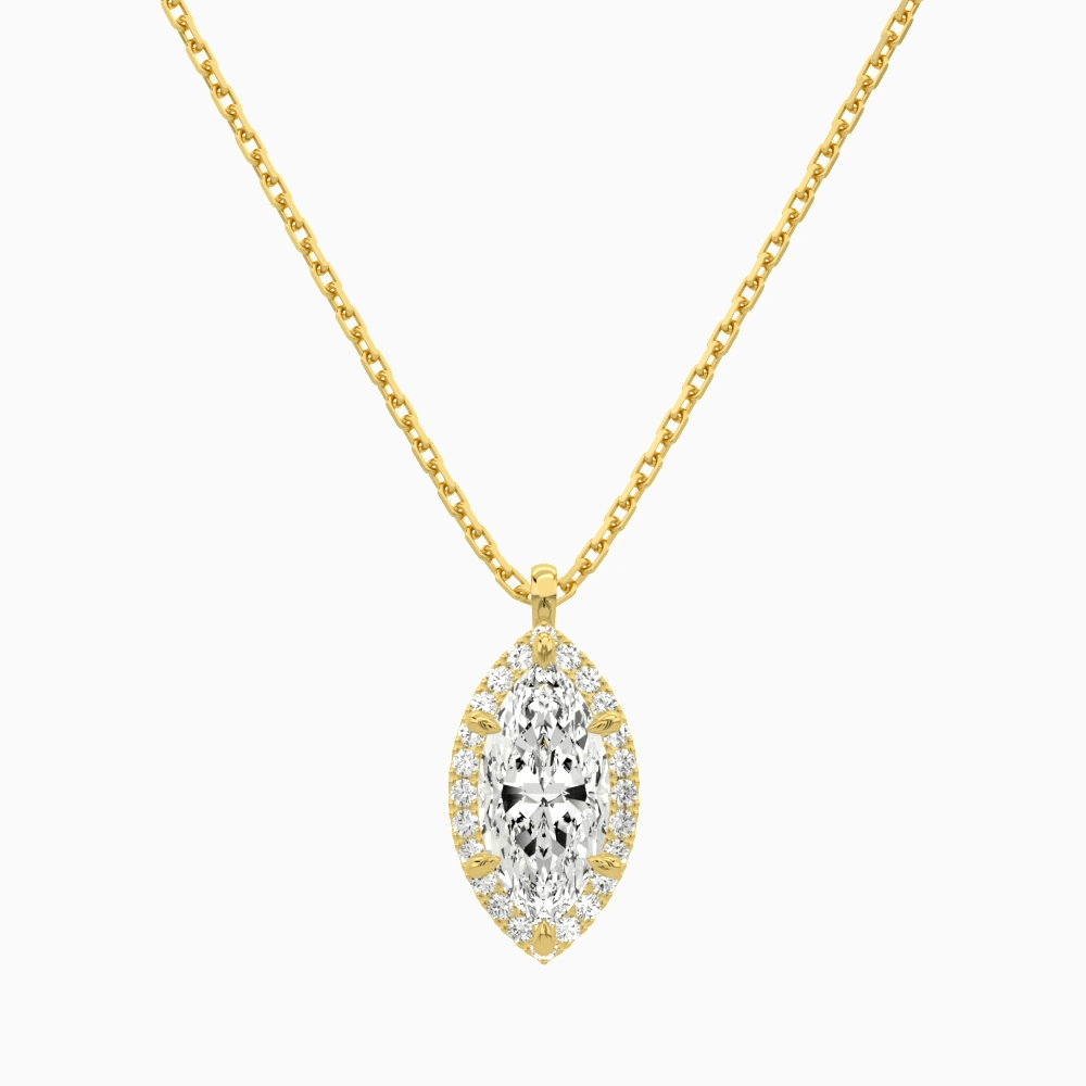 Product Video for Marquise Halo Lab Grown Diamond Pendant Necklace In 14K Yellow Gold