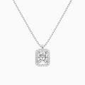 Product Video for Radiant Halo Lab Grown Diamond Pendant Necklace In 18K White Gold