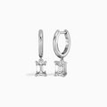 Emerald Solitaire Drop Huggie Hoop Earrings