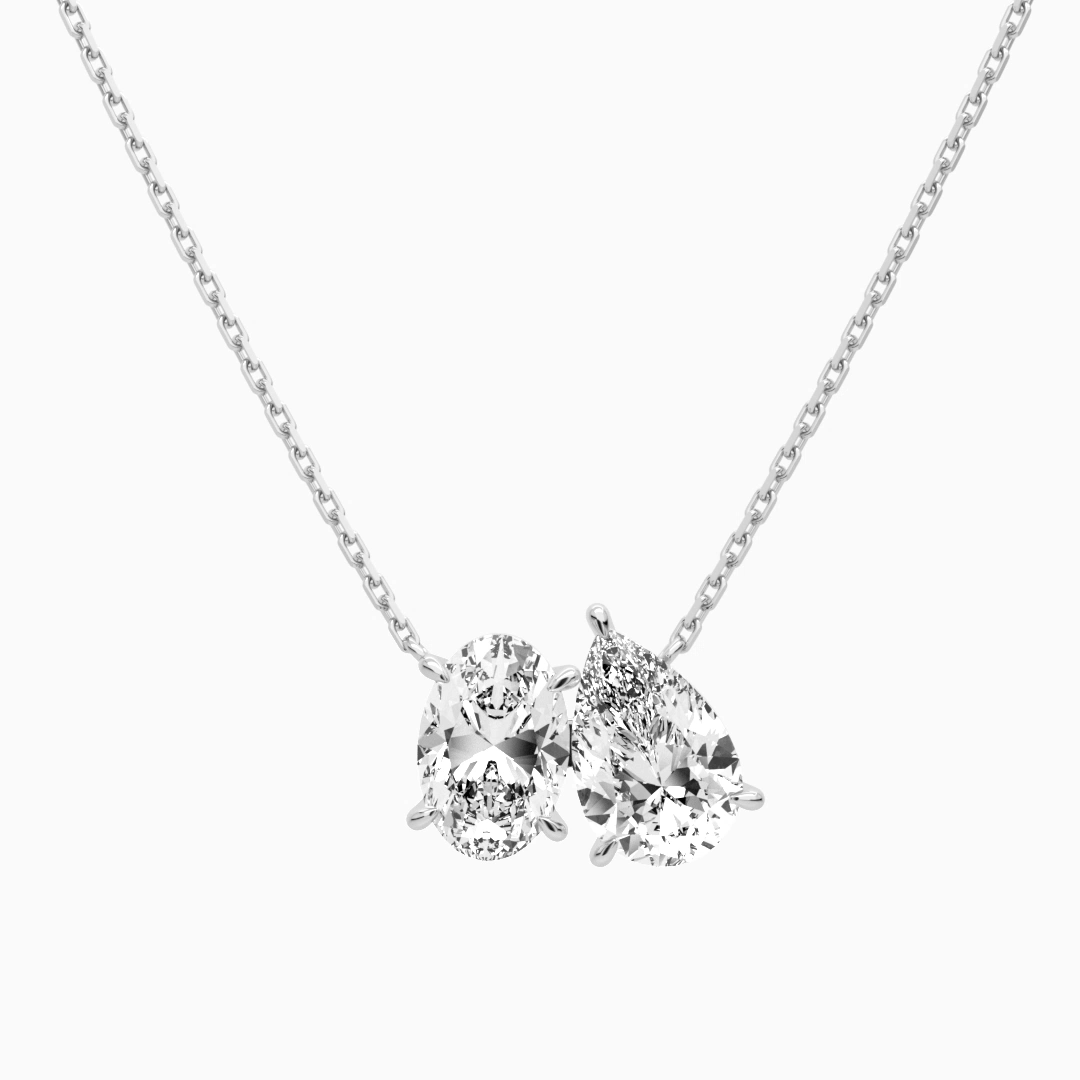 Product Video for Toi Et Moi Oval and Pear Lab Grown Diamond Necklace In Platinum