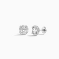 Cushion Halo Diamond Stud Earrings