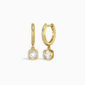 Cushion Bezel Drop Huggie Hoop Earrings