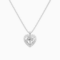 Product Video for Heart Halo Lab Grown Diamond Pendant Necklace In 14K White Gold