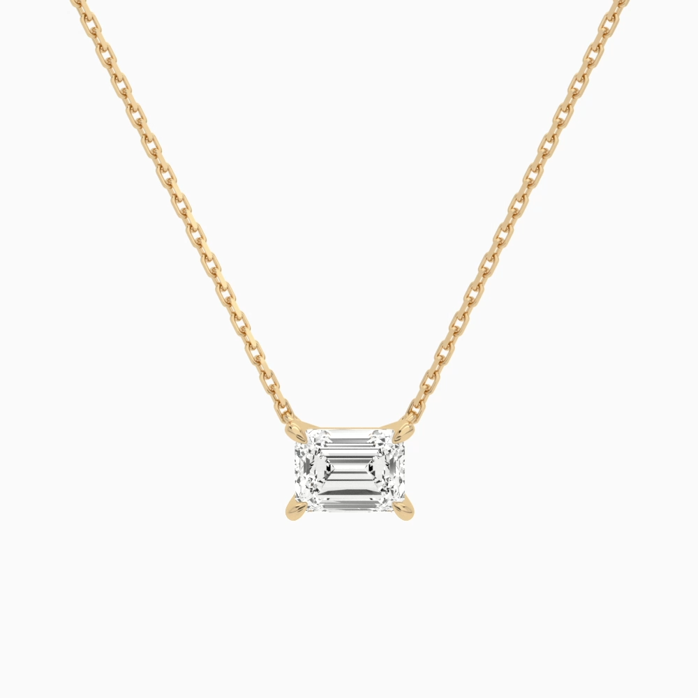 Product Video for Emerald Solitaire Lab Grown Diamond Necklace In 14K Rose Gold