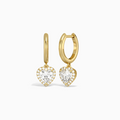 Heart Halo Drop Huggie Hoop Earrings