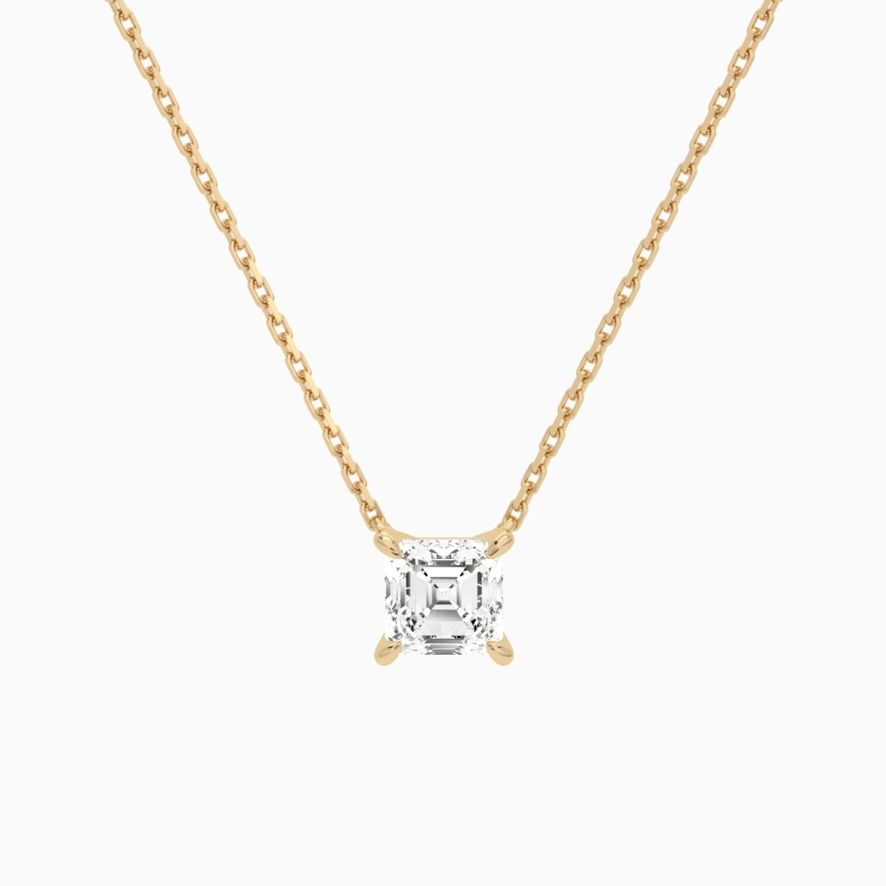 Product Video for Asscher Solitaire Lab Grown Diamond Necklace In 14K Rose Gold