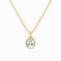 Product Video for Bezel Solitaire Pear Lab Grown Diamond Pendant Necklace In 18K Yellow Gold