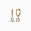 Oval Accented Drop Huggie Hoop Earrings