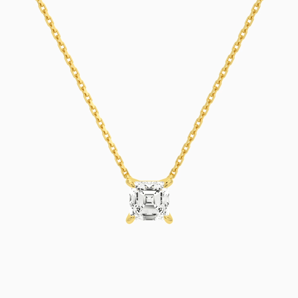 Product Video for Asscher Solitaire Lab Grown Diamond Necklace In 14K Yellow Gold
