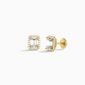 Emerald Halo Diamond Stud Earrings