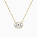 Product Video for Oval Halo Lab Grown Diamond Necklace In 14K Rose Gold