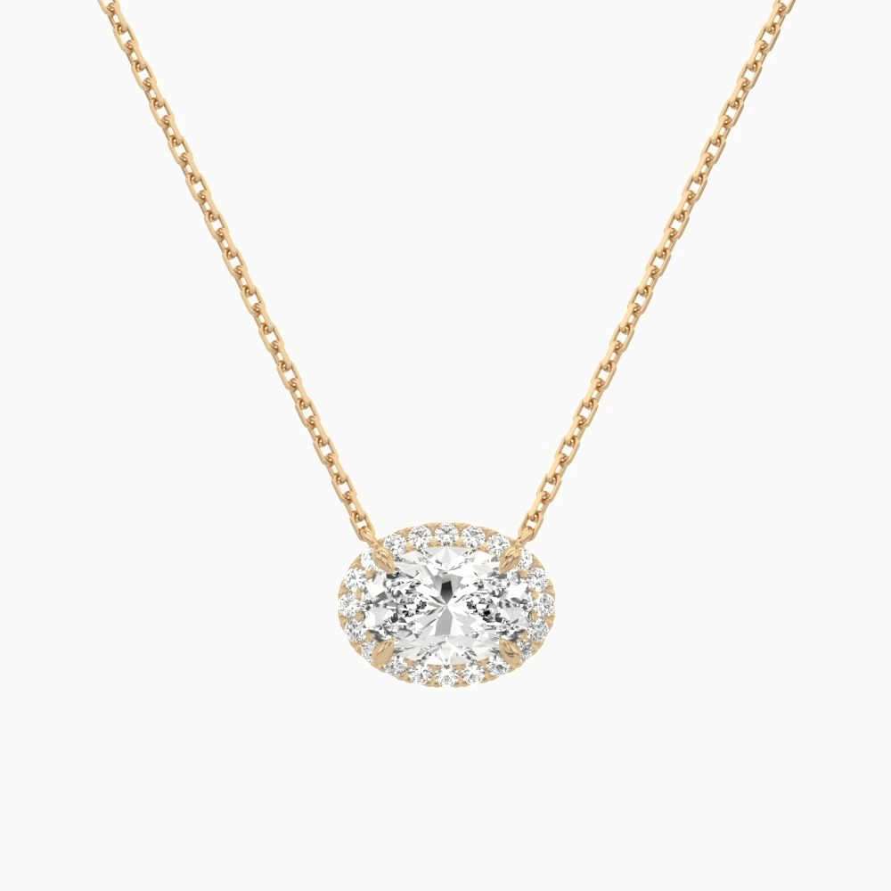 Product Video for Oval Halo Lab Grown Diamond Necklace In 14K Rose Gold