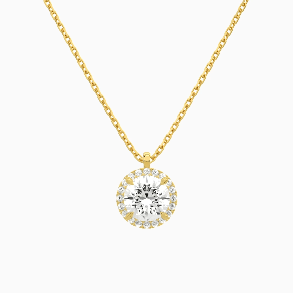 Product Video for Round Halo Lab Grown Diamond Pendant Necklace In 18K Yellow Gold