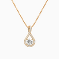 Lab Grown Diamond Round Halo Pavé Twist Pendant Necklace