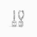 Emerald Halo Drop Huggie Hoop Earrings