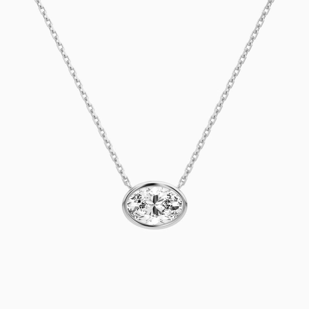 Product Video for Bezel Solitaire Oval Lab Grown Diamond Necklace In Platinum