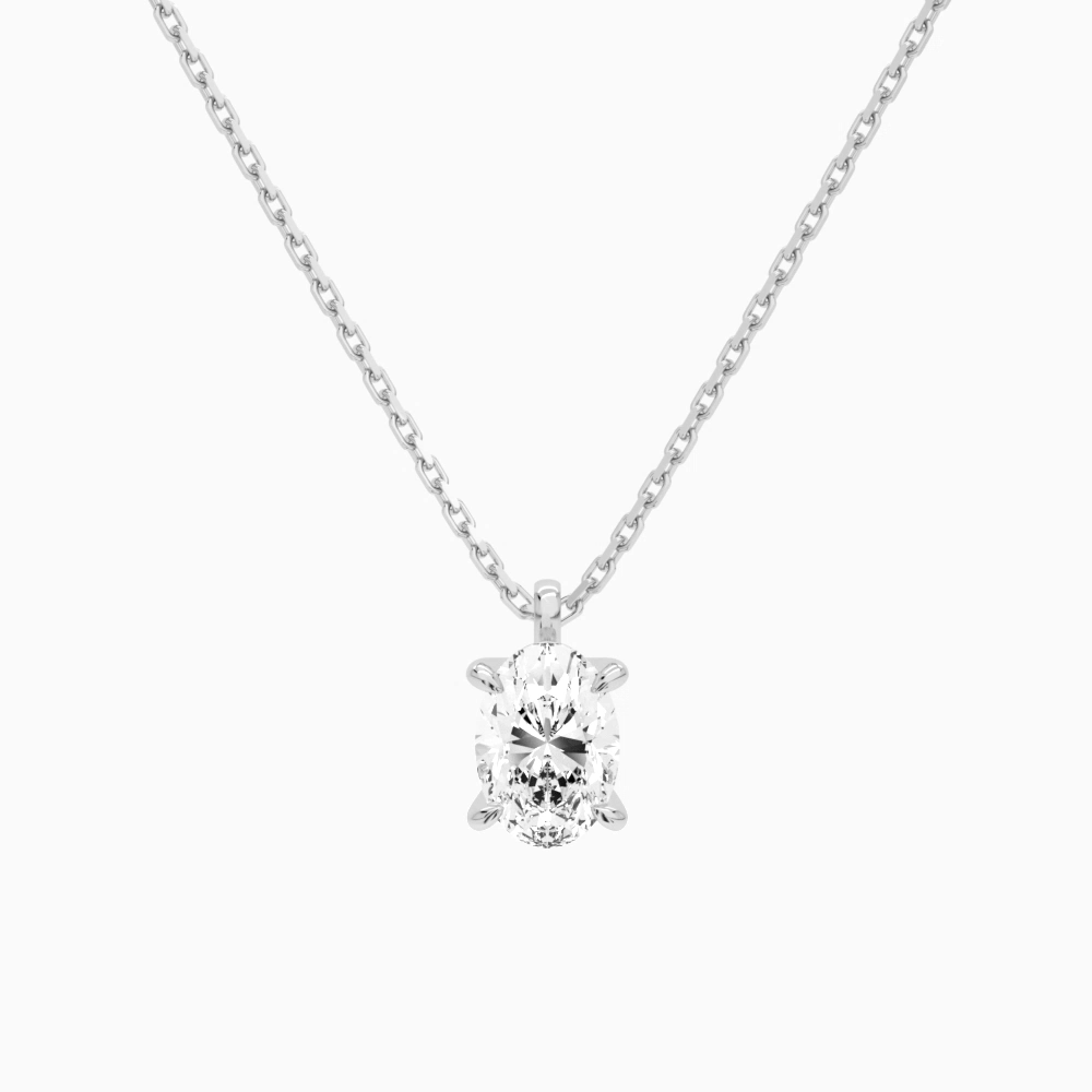 Product Video for Oval Solitaire Lab Grown Diamond Pendant Necklace In 18K White Gold