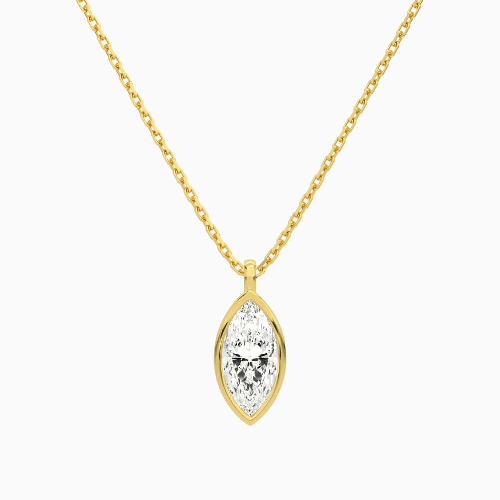 Product Video for Bezel Solitaire Marquise Lab Grown Diamond Pendant Necklace In 14K Yellow Gold