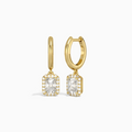 Radiant Halo Drop Huggie Hoop Earrings