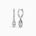 Marquise Bezel Drop Huggie Hoop Earrings