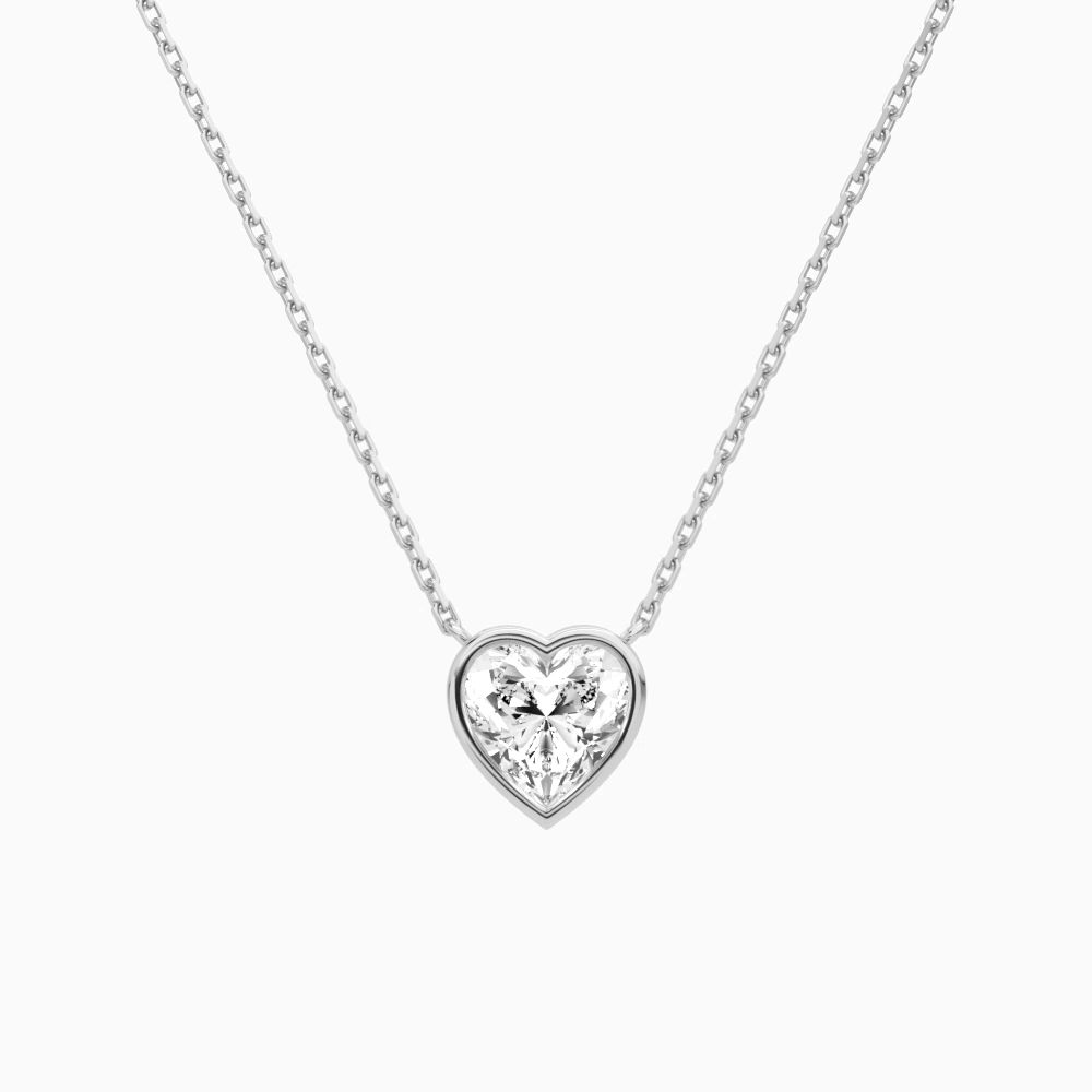 Product Video for Bezel Solitaire Heart Lab Grown Diamond Necklace In 18K White Gold