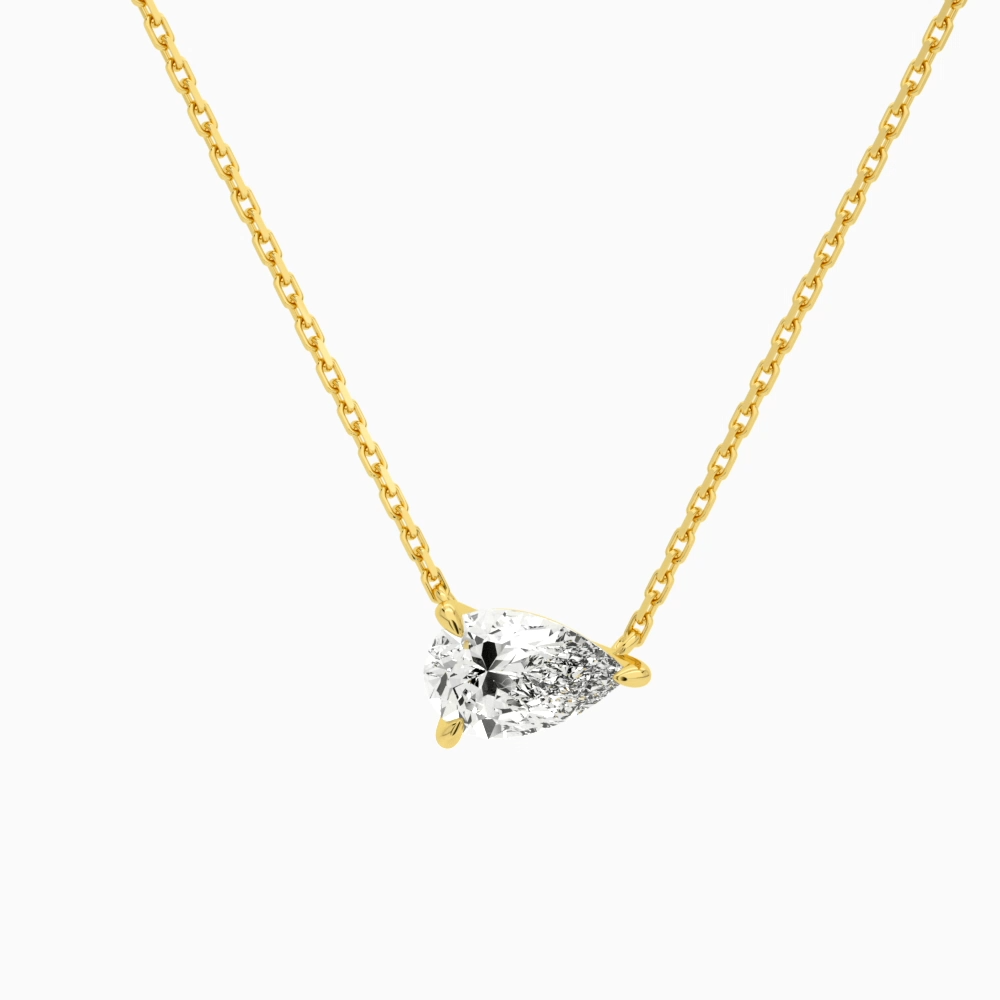 Product Video for Pear Solitaire Lab Grown Diamond Necklace In 14K Yellow Gold