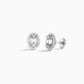 Oval Halo Diamond Stud Earrings
