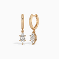 Marquise Solitaire Drop Huggie Hoop Earrings