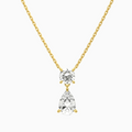 Product Video for Duo Drop Round and Pear Lab Grown Diamond Necklace In 14K Yellow Gold